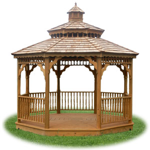 open wood double roof octagon gazebo from Pine Creek Structures