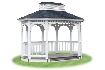 open vinyl single roof oval gazebo from Pine Creek Structures