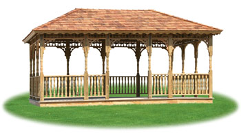open wood rectangle gazebo from Pine Creek Structures