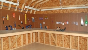 pine creek structures interior options including pegboard and 