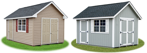 Cape Cod Style Storage Sheds with different siding from Pine Creek Structures