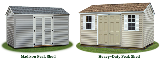 Madison Series Peak Shed and Heavy-Duty Peak Shed (with LP Smart Side Siding)