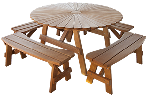 Pine Creek Structures Outdoor Patio Furniture - Sunflower Picnic Table with Separate Benches