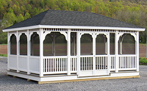 Screened In vinyl rectangle gazebo from Pine Creek Structures