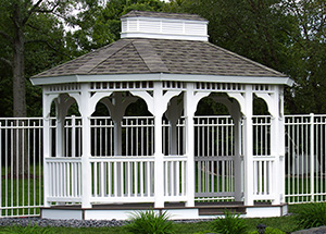 open vinyl single roof oval gazebo from Pine Creek Structures