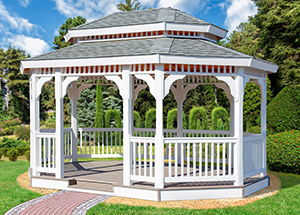 vinyl double roof oval gazebo from Pine Creek Structures