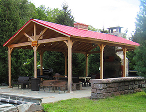 wood peak pavilion with metal roof and cupola from Pine Creek Structures