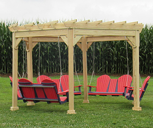 unstained wooden Swingola from Pine Creek Structures