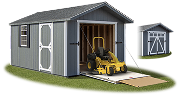 Pine Creek Structures storage shed options including rampage door