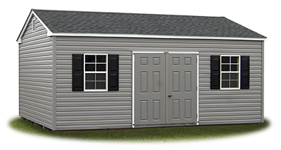 12x20 Side Entry Peak Storage Shed with Vinyl Siding available at Pine Creek Structures