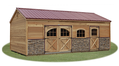 12x20 Custom Peak Shed with Cedar Siding, Metal Roof, and Hand-Laid Masonry available at Pine Creek Structures