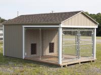 8x14 Double Dog Kennel with two exterior runs with composite decking