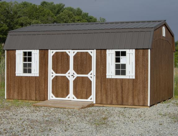12x20 Dutch Barn Storage Shed with Space Saver/Workshop Shelving Package Inside