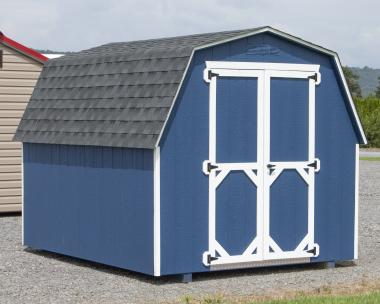 8x10 Economy Style Mini Barn Storage Shed with Blue LP Siding