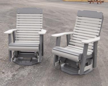 Set of Swivel Contoured Gliders in Light Grey and Dark Grey Poly Lumber