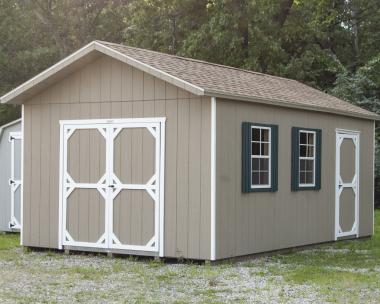 12x20 Front Entry Peak Style Storage Shed with Clay Siding