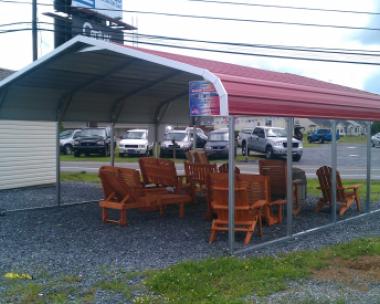 Pine Creek 18x21 Bent Bow Carport with red metal roof