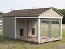 8x14 Double Dog Kennel with two exterior runs with composite decking