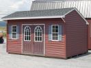 10x16 Cottage Style Storage Shed with Red Vinyl Siding
