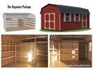 Custom Order a dutch barn style storage shed with an organizer shelving package
