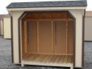 Pine Creek 4x8 Wood Shed with Beige walls, Dark Brown trim and Charcoal shingles