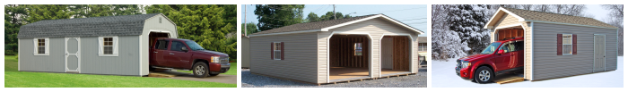 one car and double wide garages in wood or vinyl siding from Pine Creek Structures