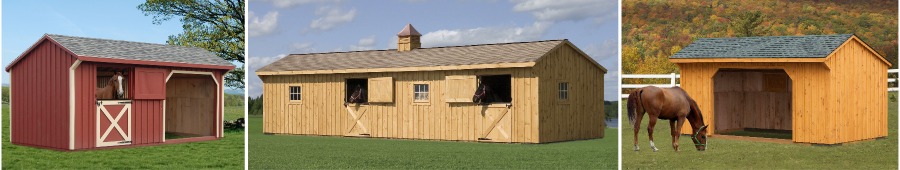 Enclosed Horse Barns and Run In Shelters Available At Pine Creek Structures of Binghamton, NY